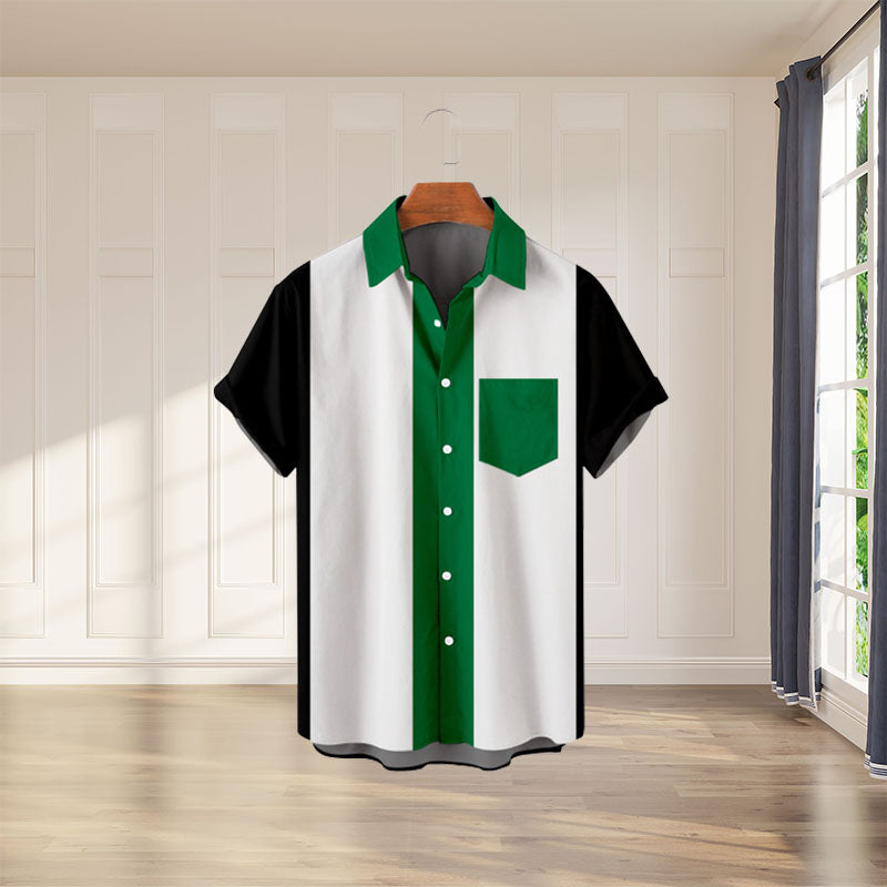 Kortermet skjorte med digitaltrykk for menn