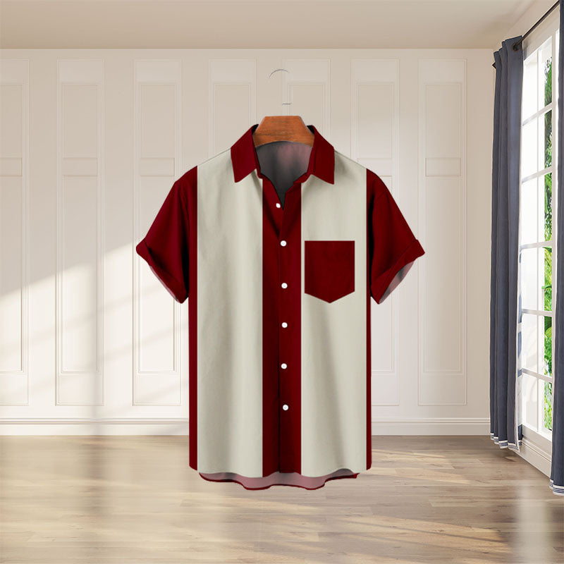 Kortermet skjorte med digitaltrykk for menn