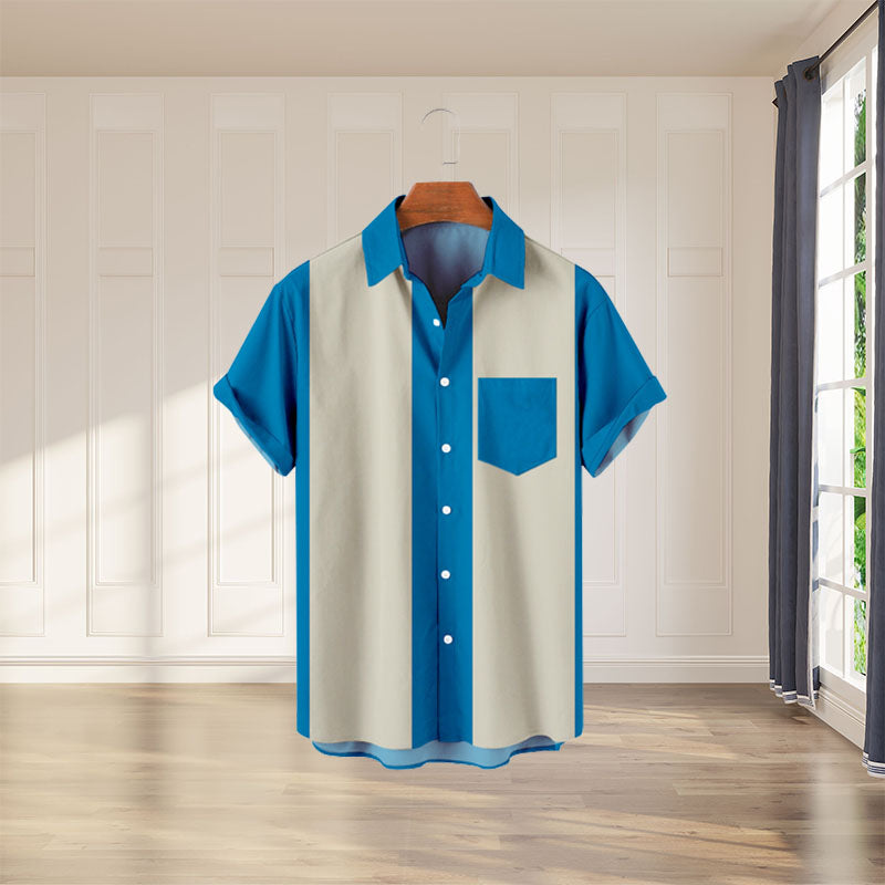 Kortermet skjorte med digitaltrykk for menn