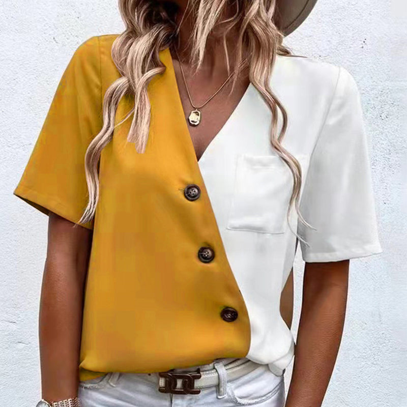 Chiffongtopp med V-hals