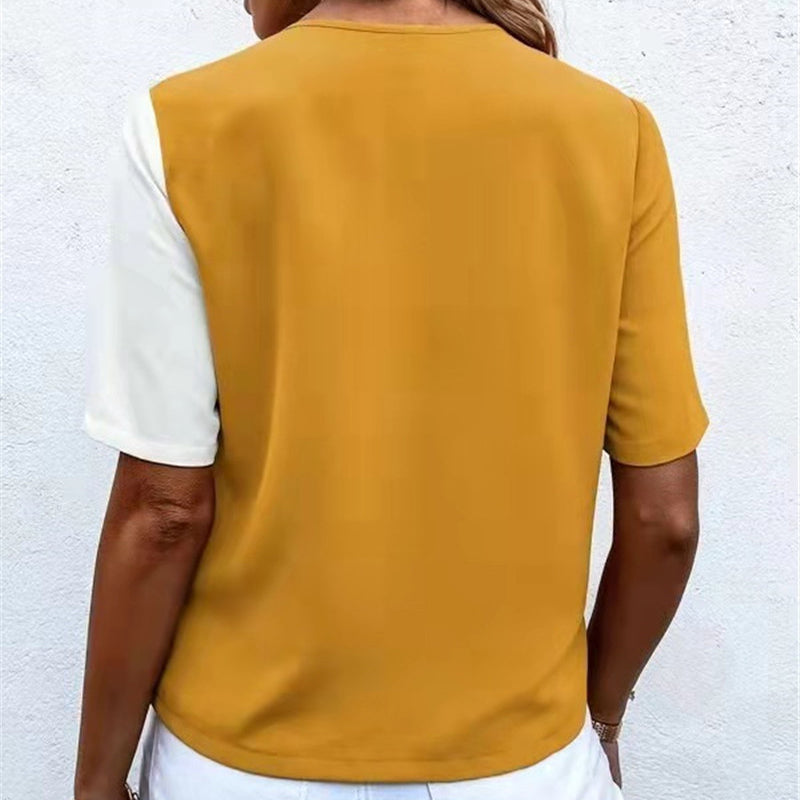 Chiffongtopp med V-hals