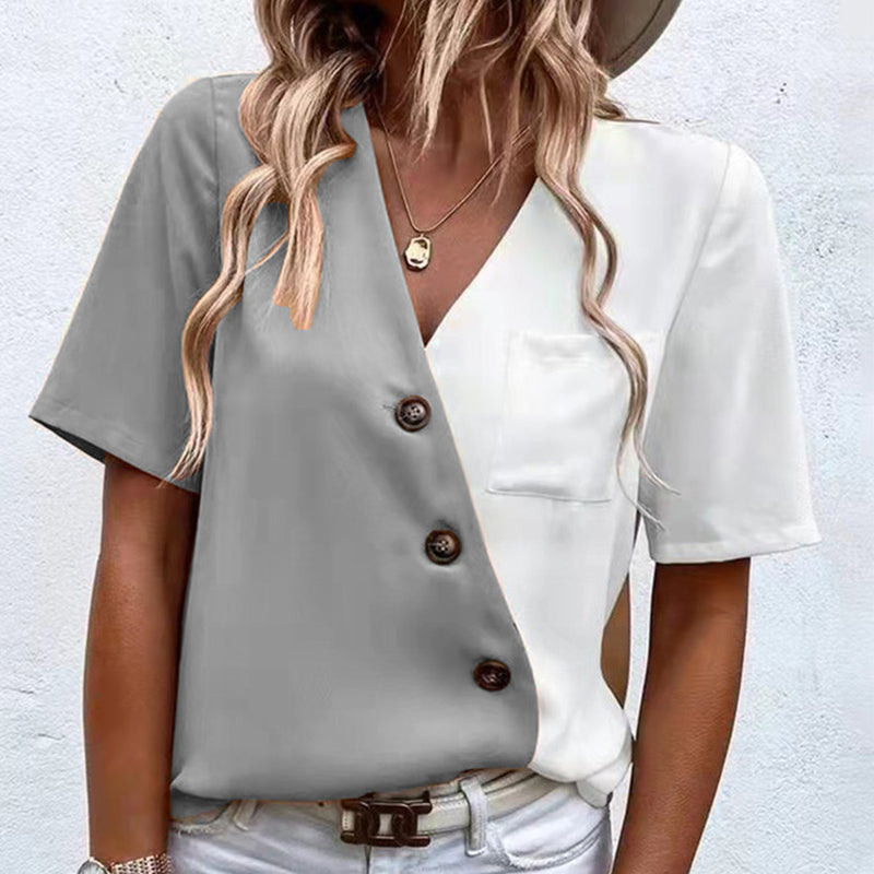 Chiffongtopp med V-hals