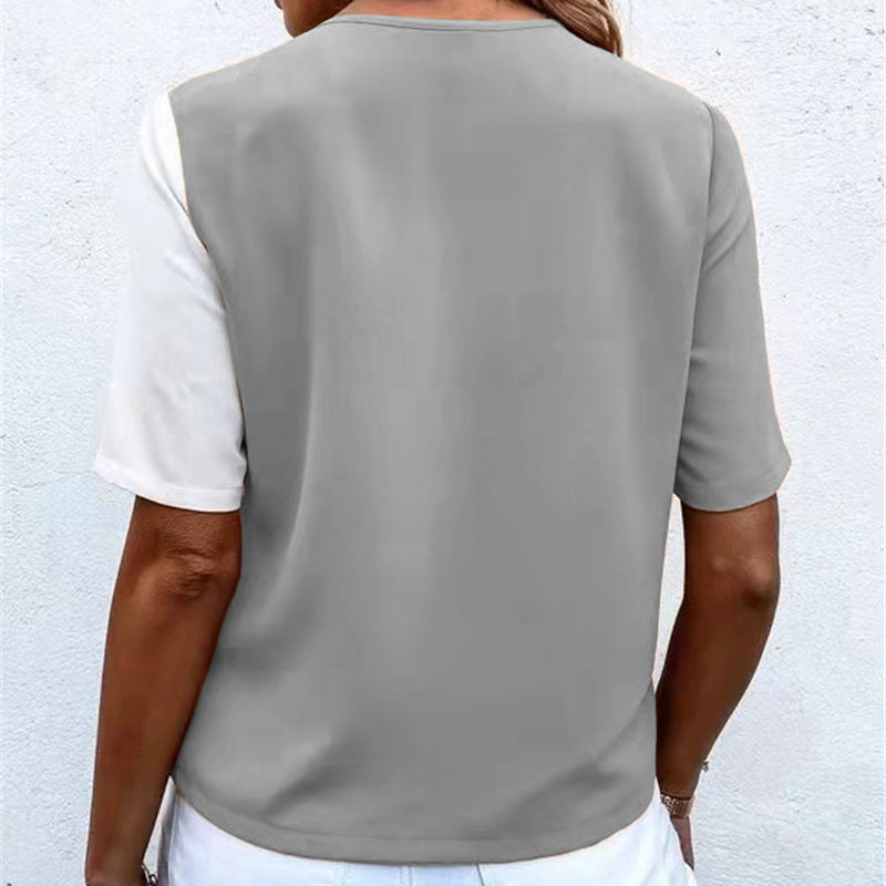 Chiffongtopp med V-hals