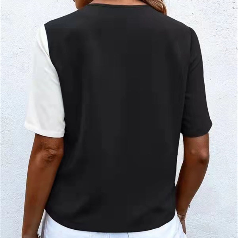 Chiffongtopp med V-hals