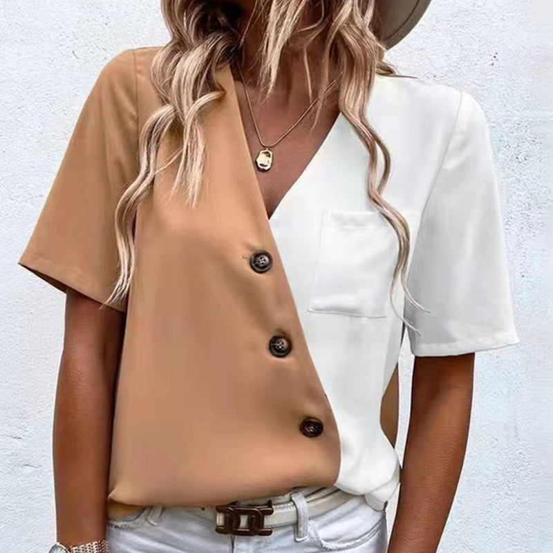 Chiffongtopp med V-hals