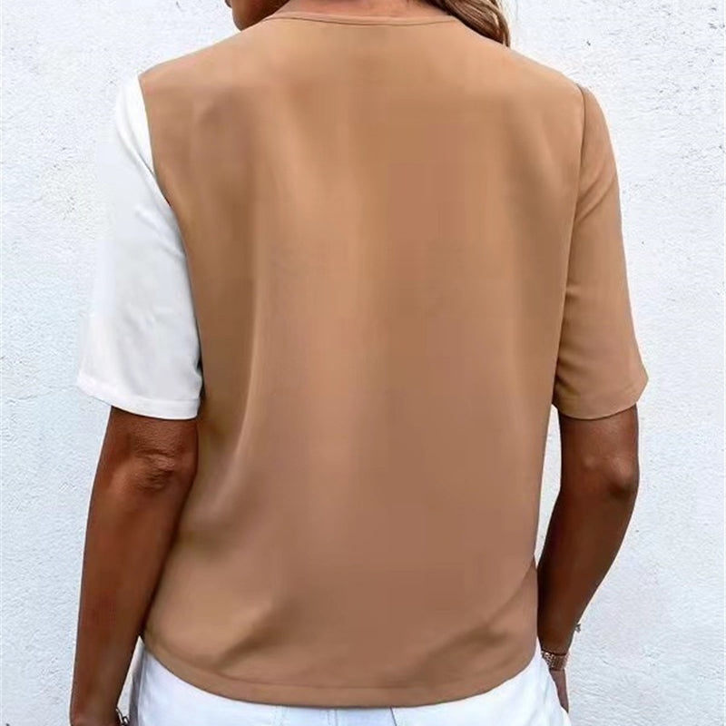 Chiffongtopp med V-hals