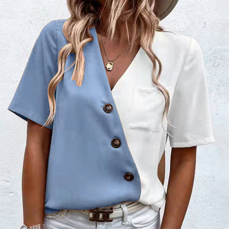 Chiffongtopp med V-hals