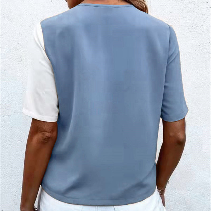 Chiffongtopp med V-hals