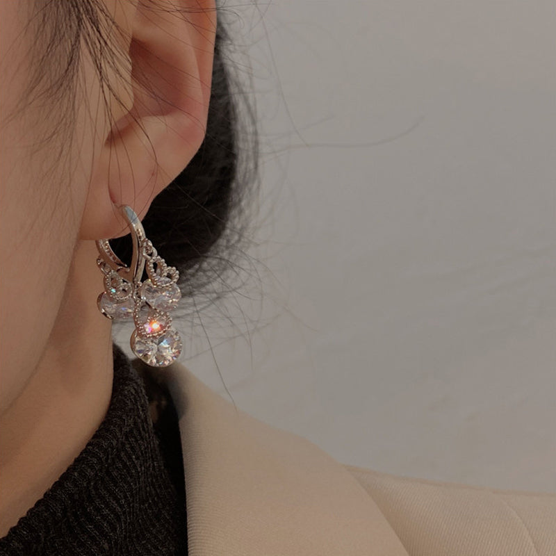 Heart Zircon Drop Ear Buckles Earrings