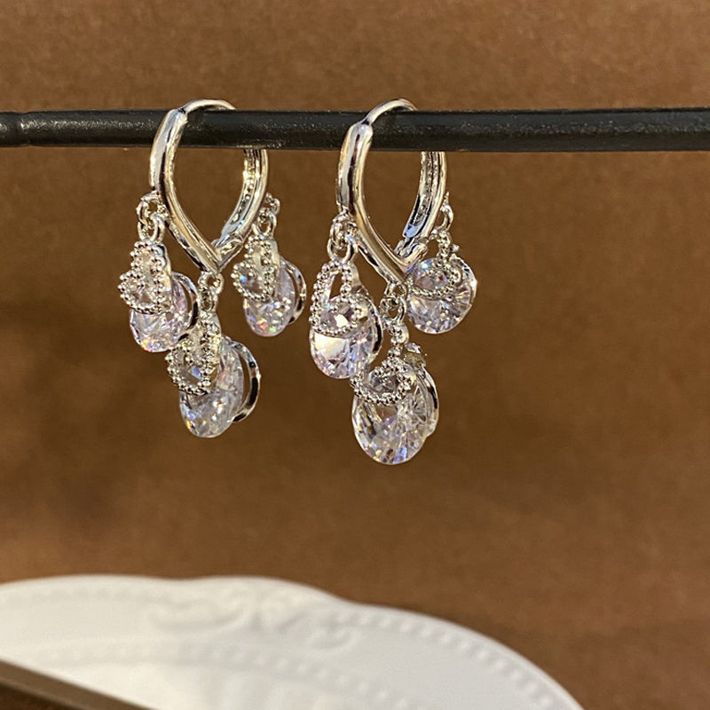 Heart Zircon Drop Ear Buckles Earrings