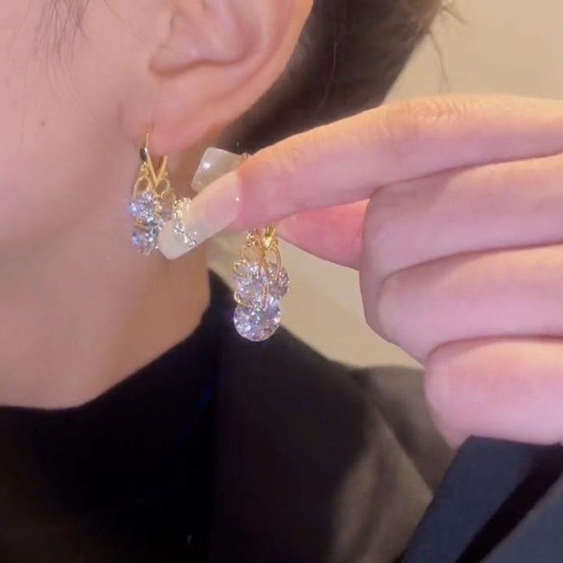 Heart Zircon Drop Ear Buckles Earrings