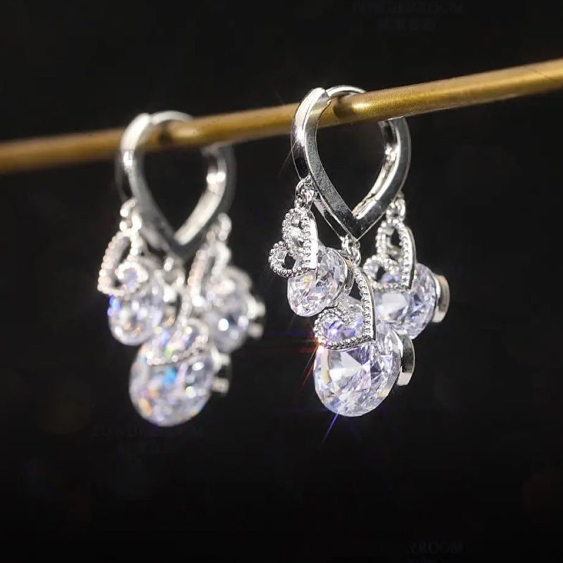 Heart Zircon Drop Ear Buckles Earrings