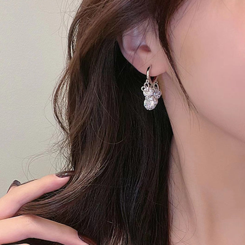 Heart Zircon Drop Ear Buckles Earrings