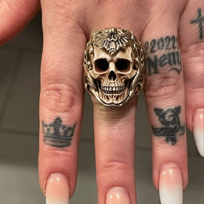 💀💀Vintage polsk floral pansergevir hodeskallering