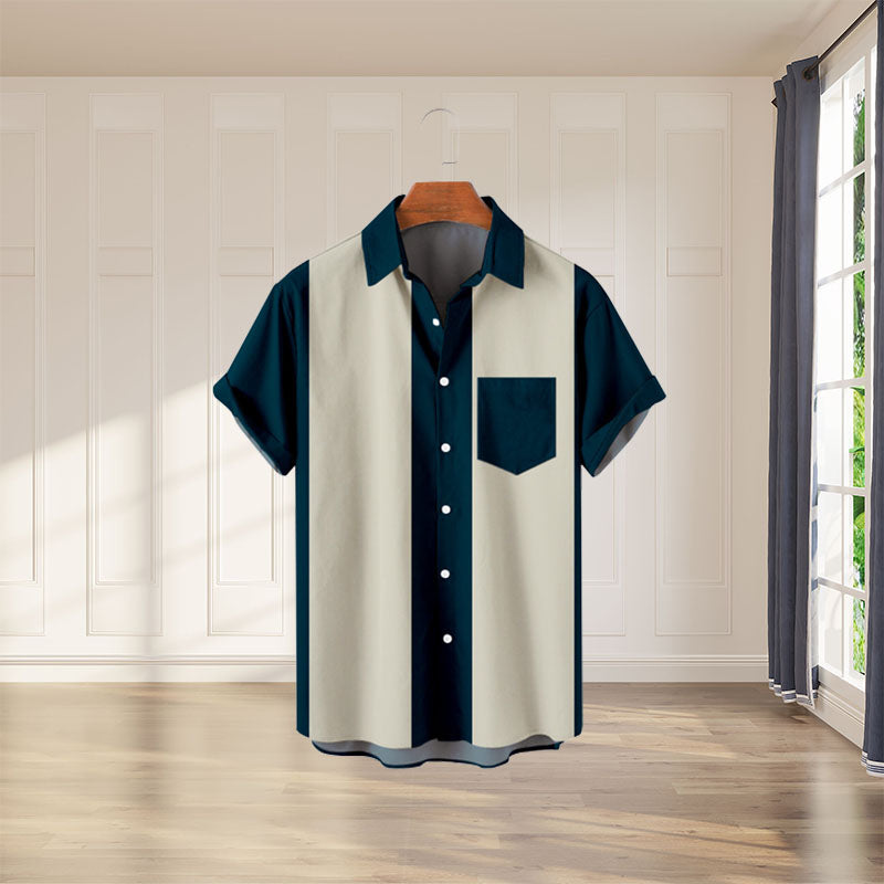 Kortermet skjorte med digitaltrykk for menn