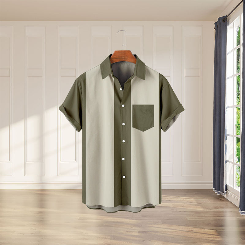 Kortermet skjorte med digitaltrykk for menn