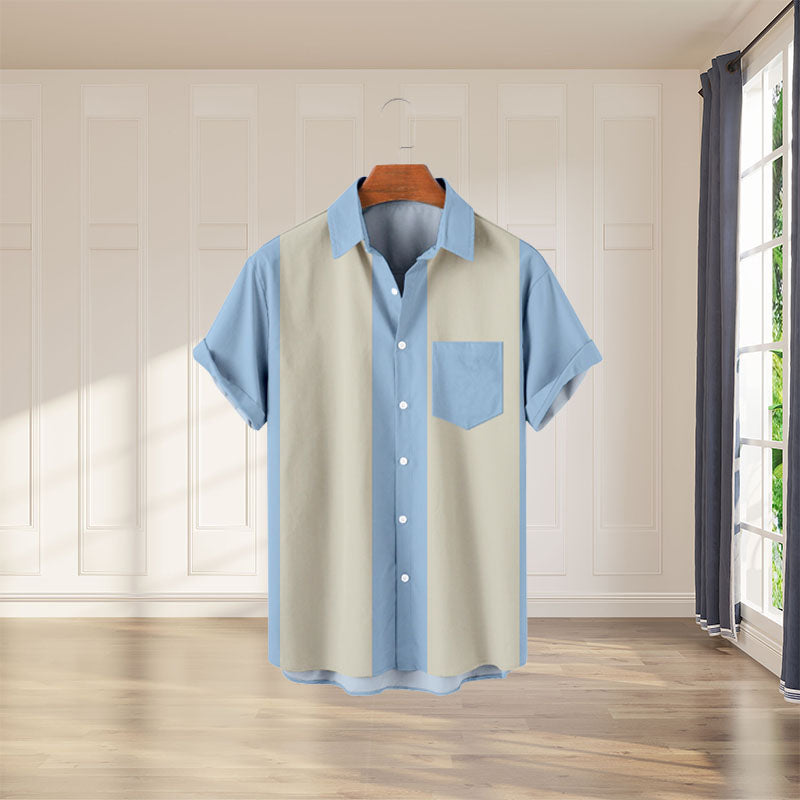 Kortermet skjorte med digitaltrykk for menn