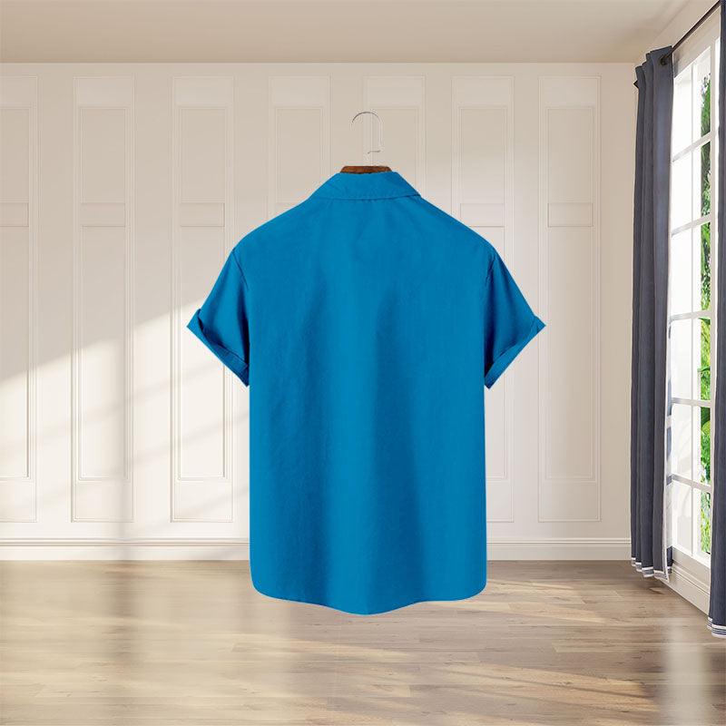 Kortermet skjorte med digitaltrykk for menn