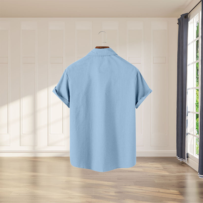 Kortermet skjorte med digitaltrykk for menn