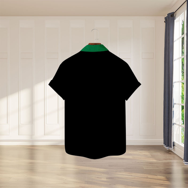 Kortermet skjorte med digitaltrykk for menn