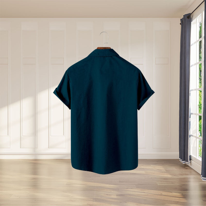 Kortermet skjorte med digitaltrykk for menn