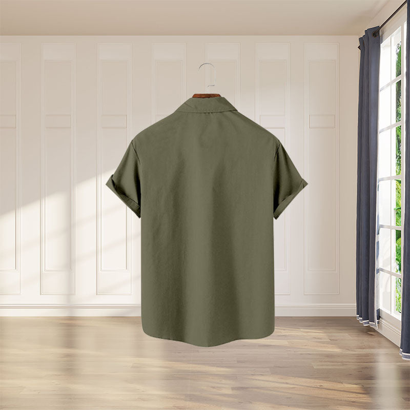 Kortermet skjorte med digitaltrykk for menn