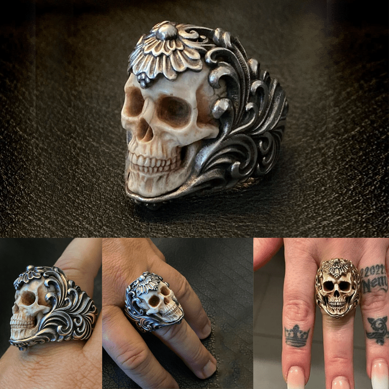 💀💀Vintage polsk floral pansergevir hodeskallering