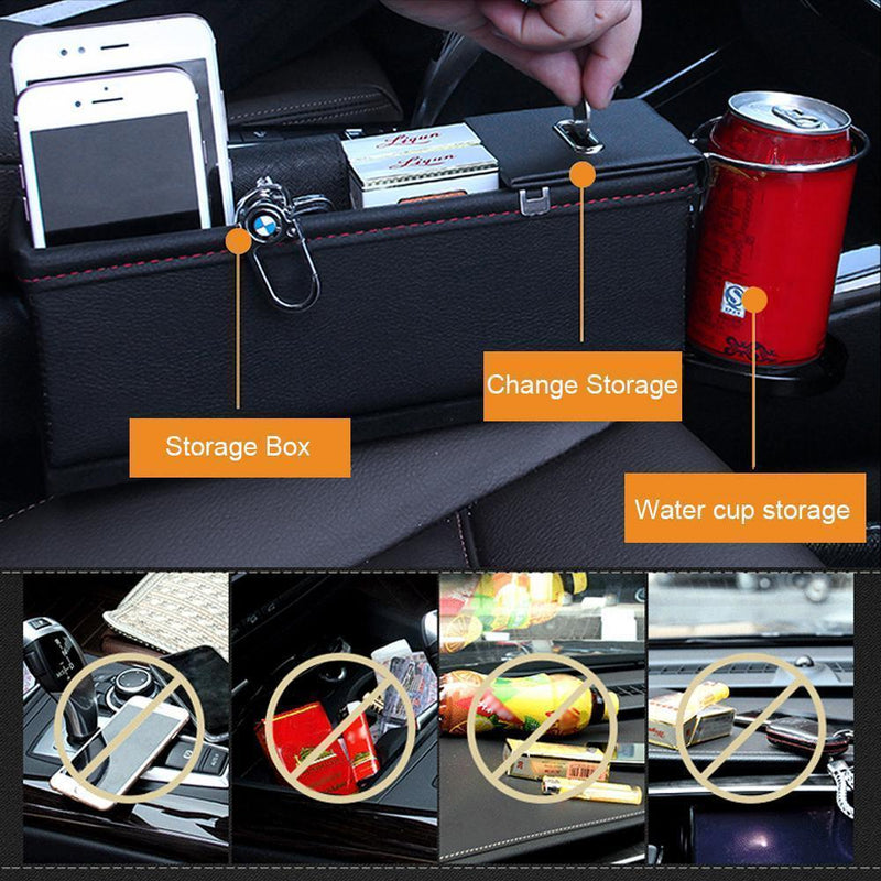 Multifunctional Car Seat Leather Storage Box