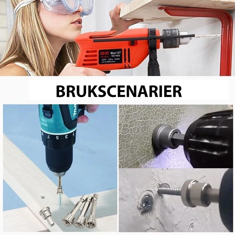 Magnetiske posisjoneringsskrutrekkerbits (5 stk)