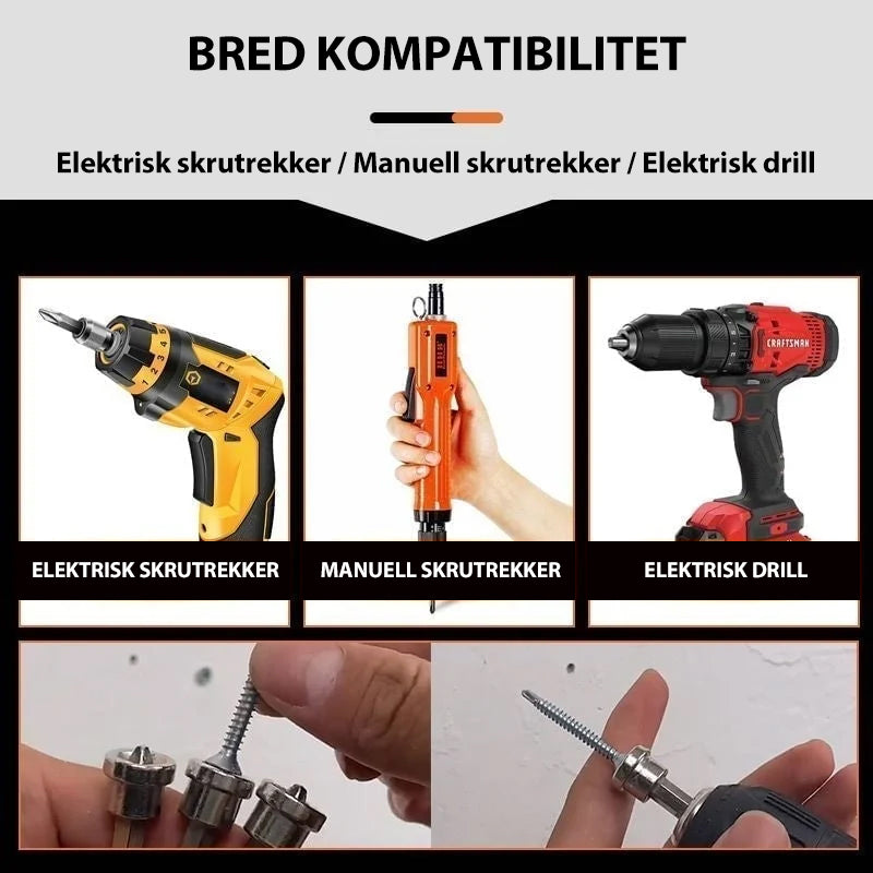 Magnetiske posisjoneringsskrutrekkerbits (5 stk)