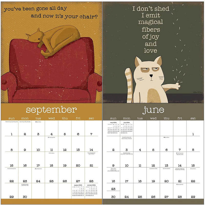 Et år med Snarky Cats 2024 veggkalender
