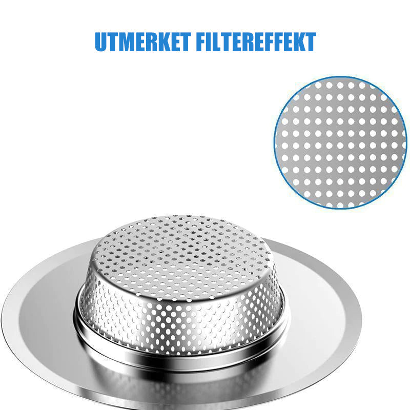 Kjøkkenvaskefiltre i rustfritt stål (3 stk)