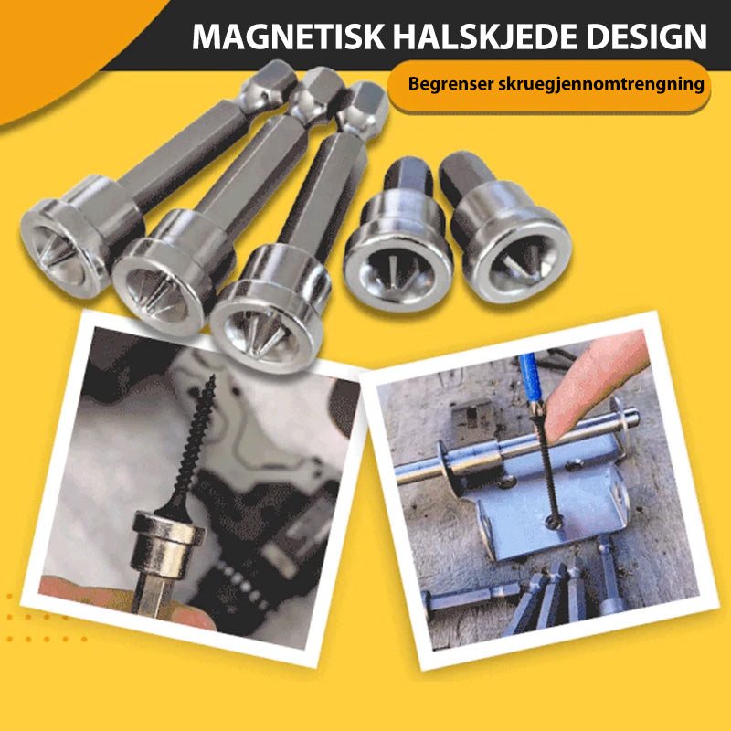 Magnetiske posisjoneringsskrutrekkerbits (5 stk)
