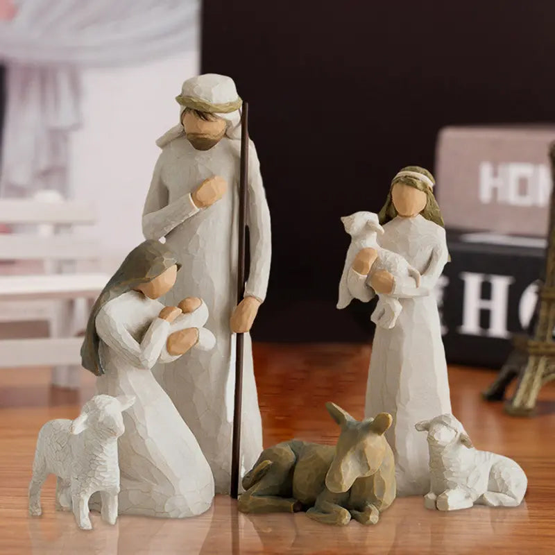 Willow Tree Nativity Figurines 6 PCs Resin Easter Ornament