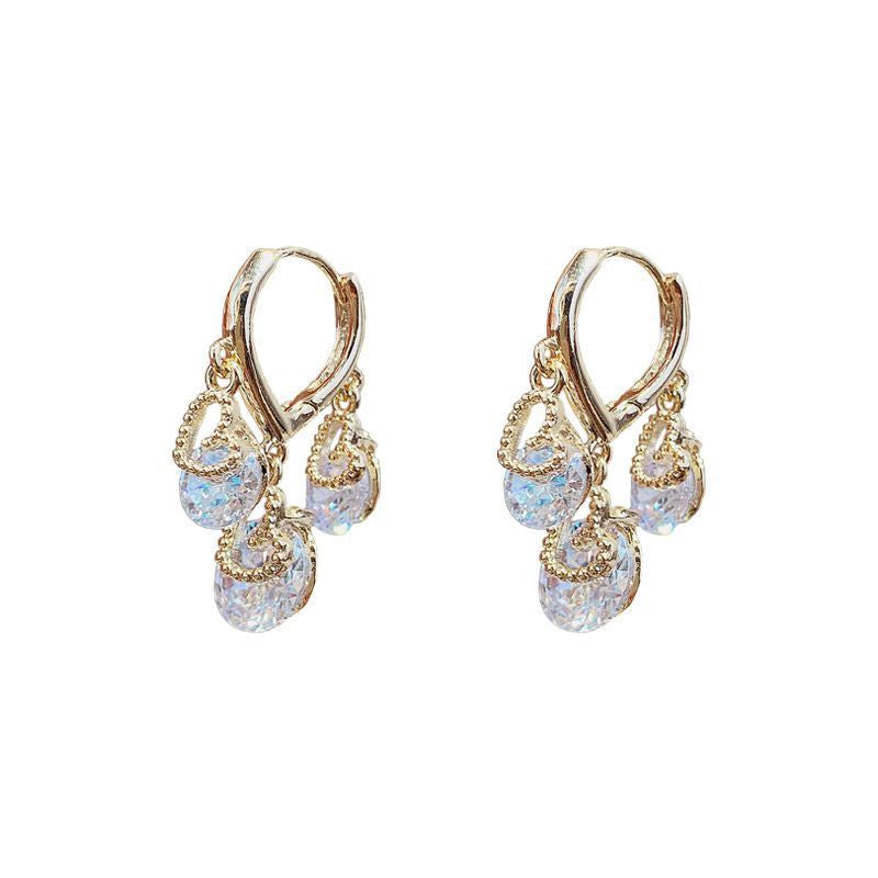 Heart Zircon Drop Ear Buckles Earrings