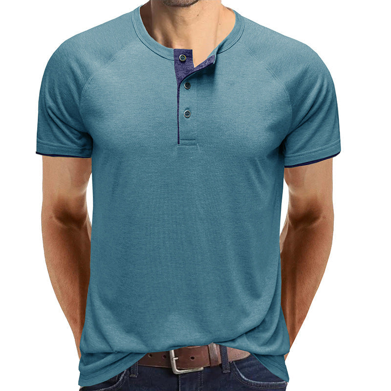 Henley Collar sommer T-skjorte for menn