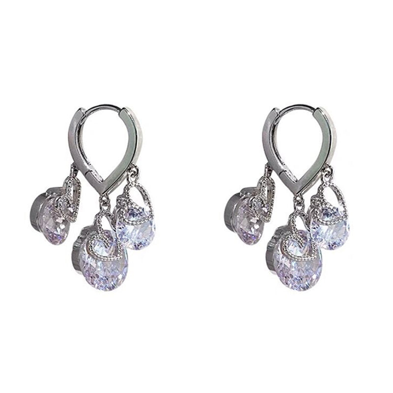 Heart Zircon Drop Ear Buckles Earrings