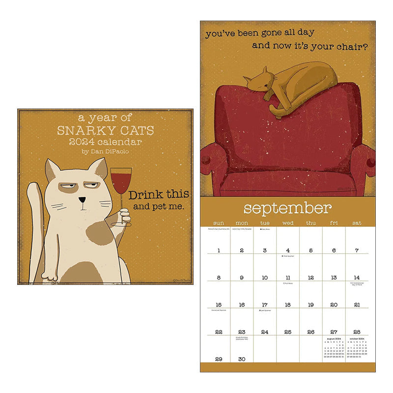 Et år med Snarky Cats 2024 veggkalender